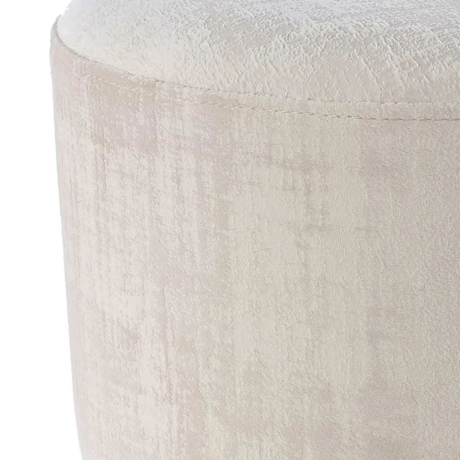 Sale Runder Samthocker in Creme & Beige & Gold - Charlie Hocker