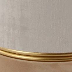 Sale Runder Samthocker in Creme & Beige & Gold - Charlie Hocker