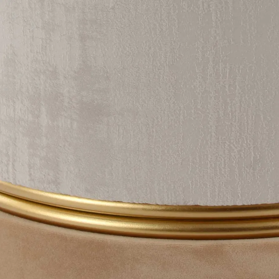 Sale Runder Samthocker in Creme & Beige & Gold - Charlie Hocker