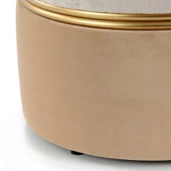 Sale Runder Samthocker in Creme & Beige & Gold - Charlie Hocker