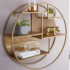 Outlet Rundes Hängeregal in Messing aus Metall - Perunia Regale