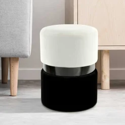 Sale Samt Hocker in Creme & Schwarz - Gilianoa Hocker