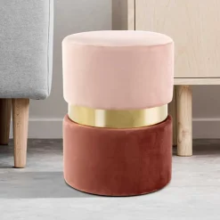 Best Samt Hocker in Rosa hell & dunkel mit Gold - Adelaide Hocker