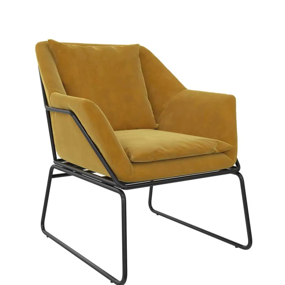 Samt Sessel in Gelb Samt - Meckey Sessel
