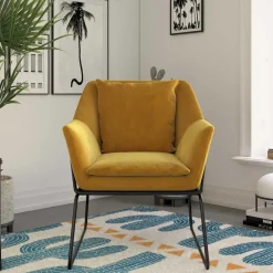 Samt Sessel in Gelb Samt - Meckey Sessel