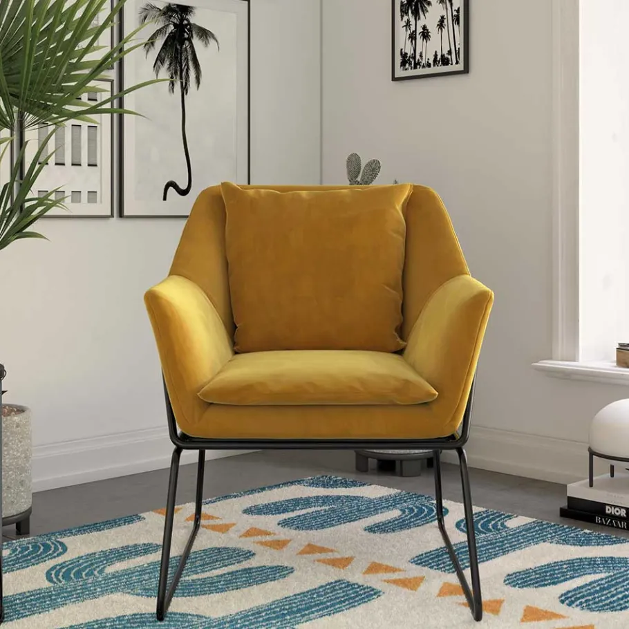 Samt Sessel in Gelb Samt - Meckey Sessel
