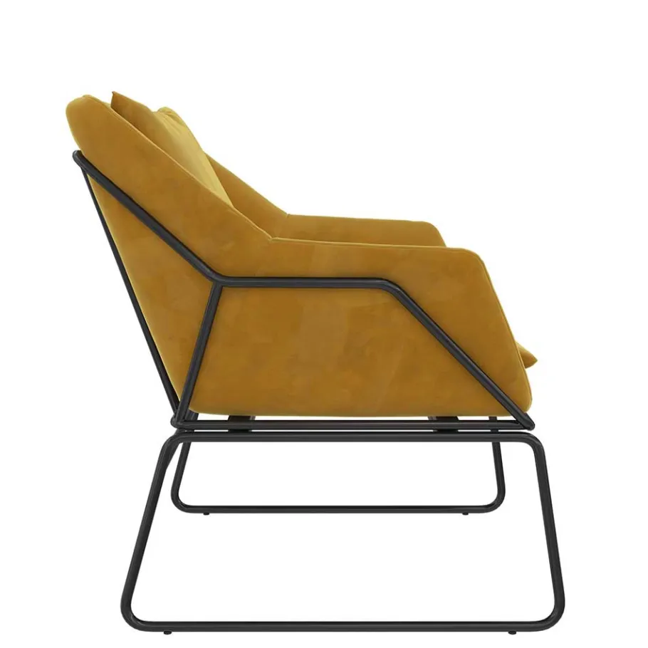 Samt Sessel in Gelb Samt - Meckey Sessel