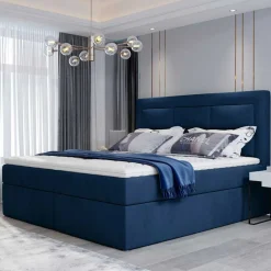 Sale Samt-Boxbett in Dunkelblau - Kean Betten