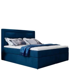 Sale Samt-Boxbett in Dunkelblau - Kean Betten