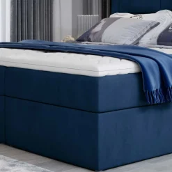 Sale Samt-Boxbett in Dunkelblau - Kean Betten