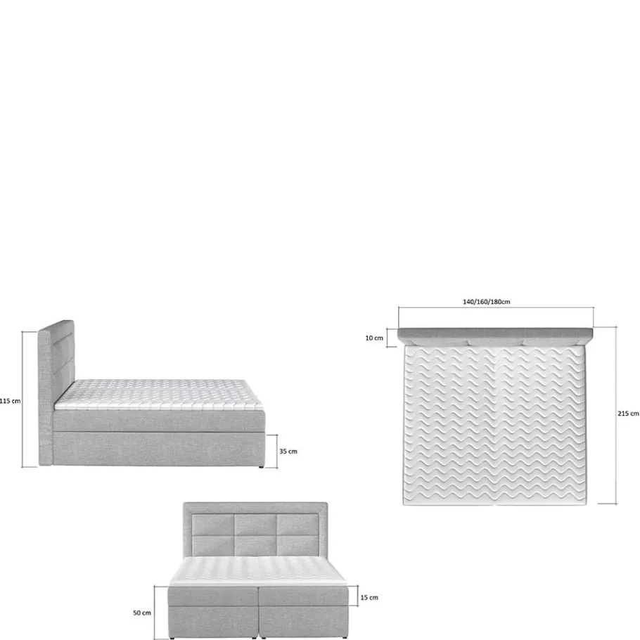 Sale Samt-Boxbett in Dunkelblau - Kean Betten