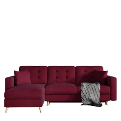 Samt-L-Sofa in Bordeaux Rot - Delphima Betten|Sofas