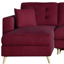Samt-L-Sofa in Bordeaux Rot - Delphima Betten|Sofas