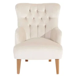 Clearance Samtsessel mit Ohren in Creme - Iceline Sessel