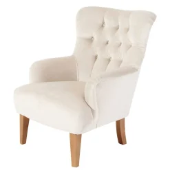 Clearance Samtsessel mit Ohren in Creme - Iceline Sessel