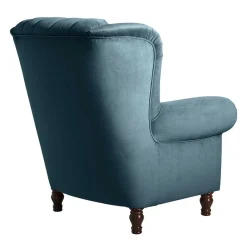 Samtvelours Chesterfield-Polstersessel in Petrol - Varescan Sessel