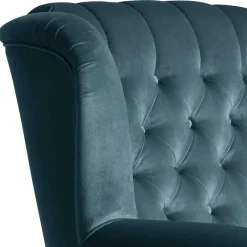 Samtvelours Chesterfield-Polstersessel in Petrol - Varescan Sessel