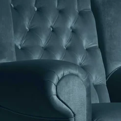 Samtvelours Chesterfield-Polstersessel in Petrol - Varescan Sessel