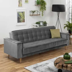 Sale Samtvelours Federkerncouch mit Bettfunktion - Vlacoma Betten|Sofas