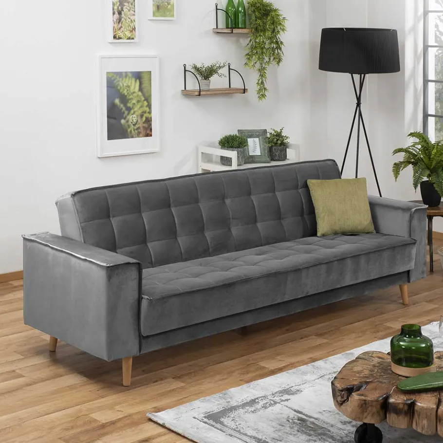 Sale Samtvelours Federkerncouch mit Bettfunktion - Vlacoma Betten|Sofas