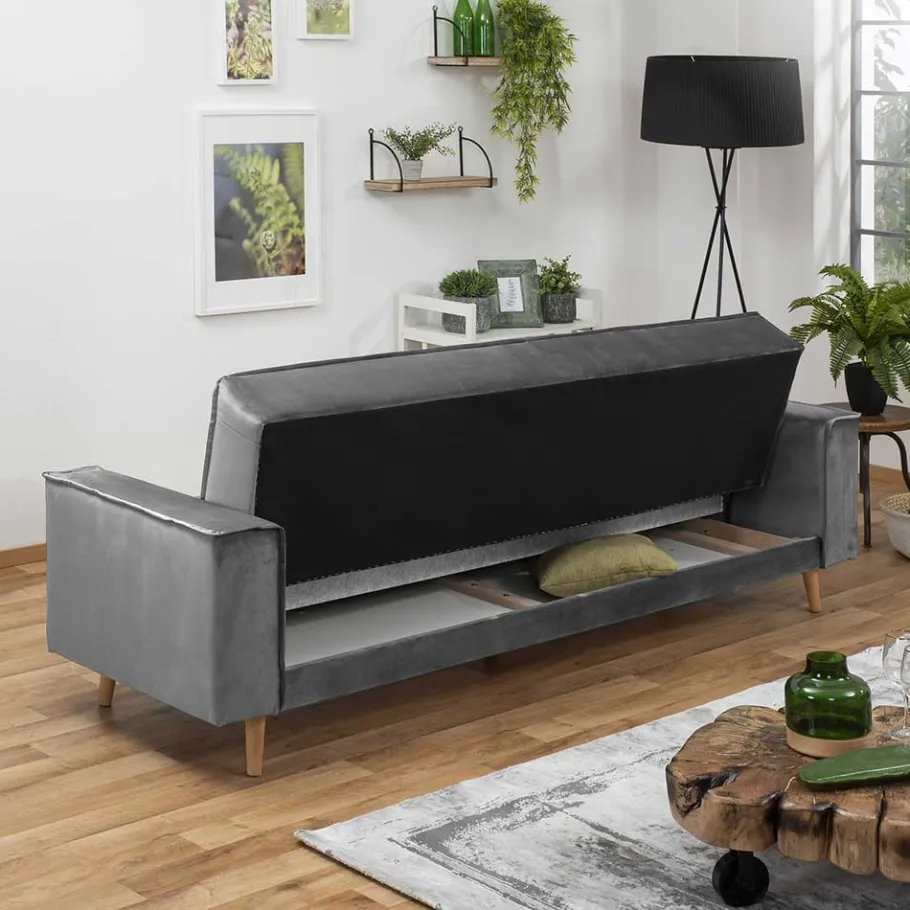 Sale Samtvelours Federkerncouch mit Bettfunktion - Vlacoma Betten|Sofas