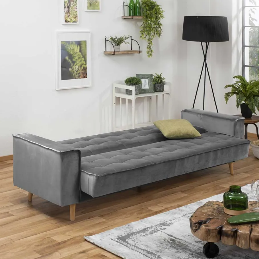 Sale Samtvelours Federkerncouch mit Bettfunktion - Vlacoma Betten|Sofas
