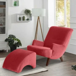 Clearance Samtvelours Lesesessel in Rot - Haniata Sessel