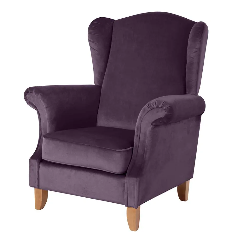 Samtvelours Ohrensessel in Dunkellila - Aglaia Sessel