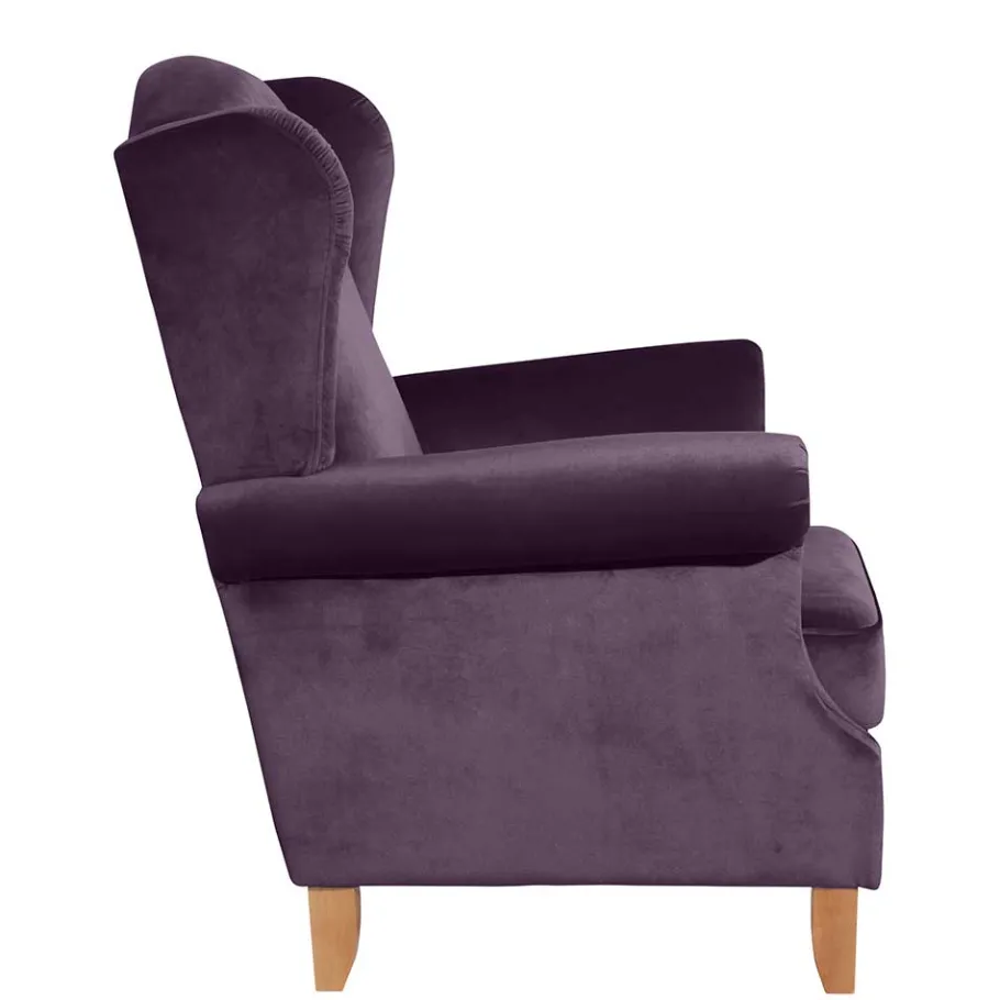 Samtvelours Ohrensessel in Dunkellila - Aglaia Sessel