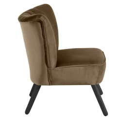 Outlet Samtvelours Sessel in Beigegrau und Schwarz - Legancio Sessel