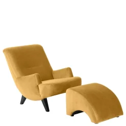 Samtvelours Sessel in Gelb und Schwarz - Nikaragva Sessel