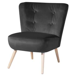 Clearance Samtvelours-Polstersessel in Anthrazit - Hamzad Sessel