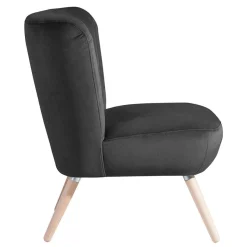 Clearance Samtvelours-Polstersessel in Anthrazit - Hamzad Sessel