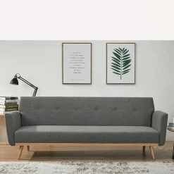 Best Scandi Chic Schlafcouch in Dunkelgrau & Natur - Giorgio Betten