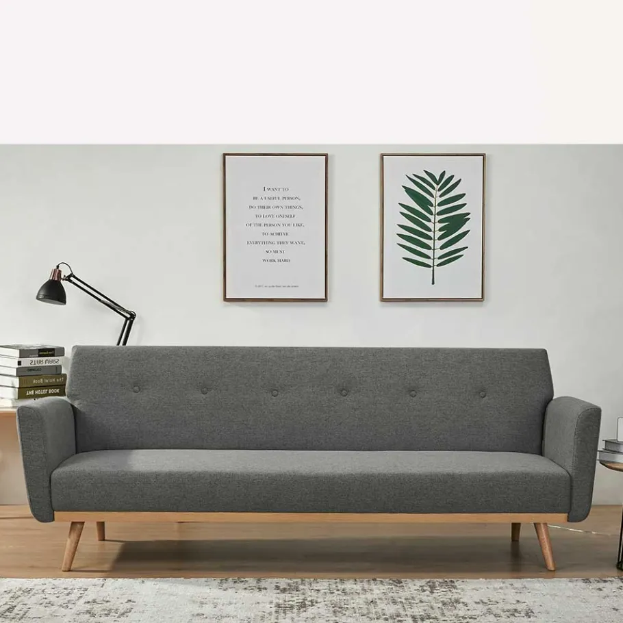 Best Scandi Chic Schlafcouch in Dunkelgrau & Natur - Giorgio Betten