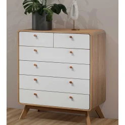 Sale Scandi Hochkommode in Eiche mit Weiß - Jendren Kommoden