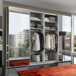 Outlet Schiebetürenschrank in Braun mit Parsol Spiegeln - Moon Kleiderschränke|Schränke