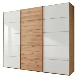 Outlet Schiebetürschrank in Weiß Glas - Crucav Kleiderschränke