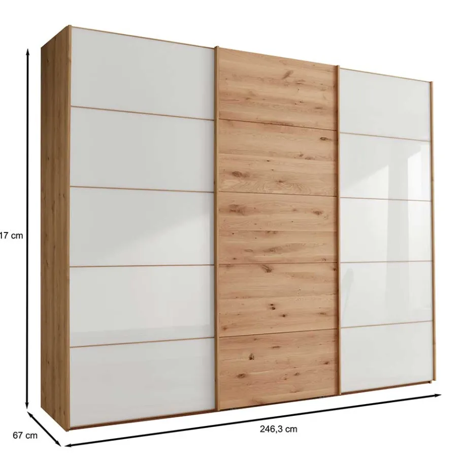 Outlet Schiebetürschrank in Weiß Glas - Crucav Kleiderschränke