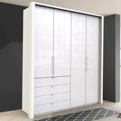 New Schlafraum Kleiderschrank in Weiß Glas Front - Dolienca Kleiderschränke|Schränke