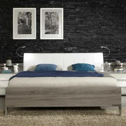 Outlet Schlafzimmer Bett Viarolia mit Polsterkopfteil in Weiß Betten