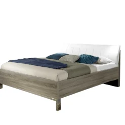 Outlet Schlafzimmer Bett Viarolia mit Polsterkopfteil in Weiß Betten