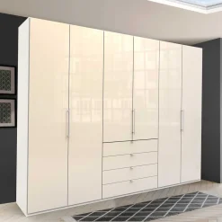 Schlafzimmer Falttürenschrank in Creme Weiß - Zidarie Kleiderschränke