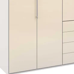 Schlafzimmer Falttürenschrank in Creme Weiß - Zidarie Kleiderschränke