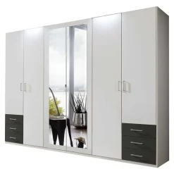 Outlet Schlafzimmer Kleiderschrank in Weiß & Dunkelgrau - Shakti Kleiderschränke
