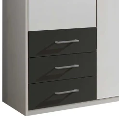 Outlet Schlafzimmer Kleiderschrank in Weiß & Dunkelgrau - Shakti Kleiderschränke