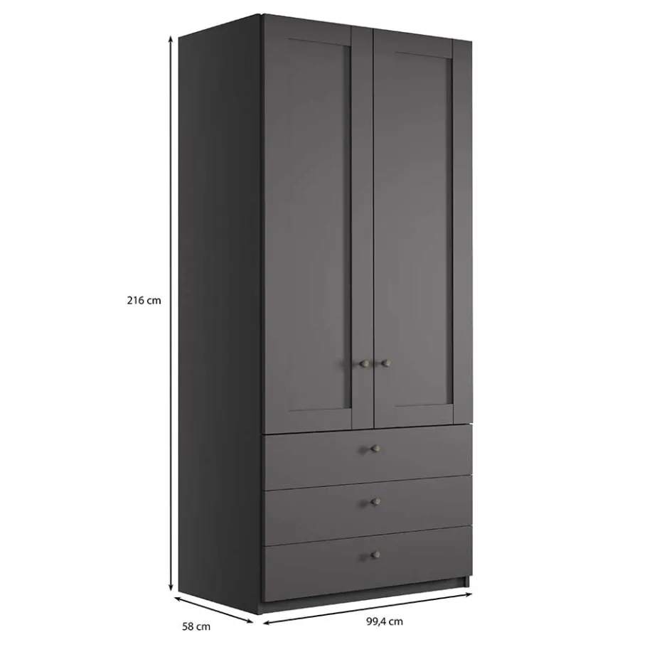 Outlet Schlafzimmer Kleiderschrank 100x216x58 - Mataram I Kleiderschränke