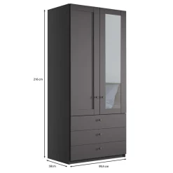 Online Schlafzimmer Kleiderschrank in Dunkelgrau - Mataram Kleiderschränke