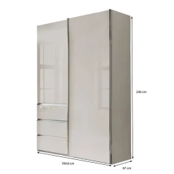 Outlet Schlafzimmerschrank in Champagner Glasfront 165 cm - Dustins Kleiderschränke|Schränke