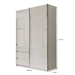 Outlet Schlafzimmerschrank in Champagner Glasfront 165 cm - Dustins Kleiderschränke|Schränke